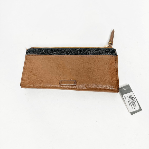 Fossil Keely Tab Clutch Wallet in Brown Multi Leather Large NWT Flaw - Picture 1 of 5